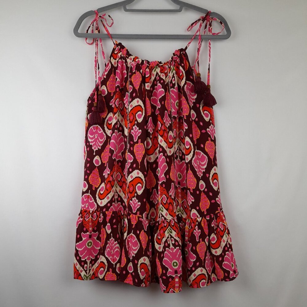 Maaji Pink & Burgundy Paisley Tie-Shoulder Tank